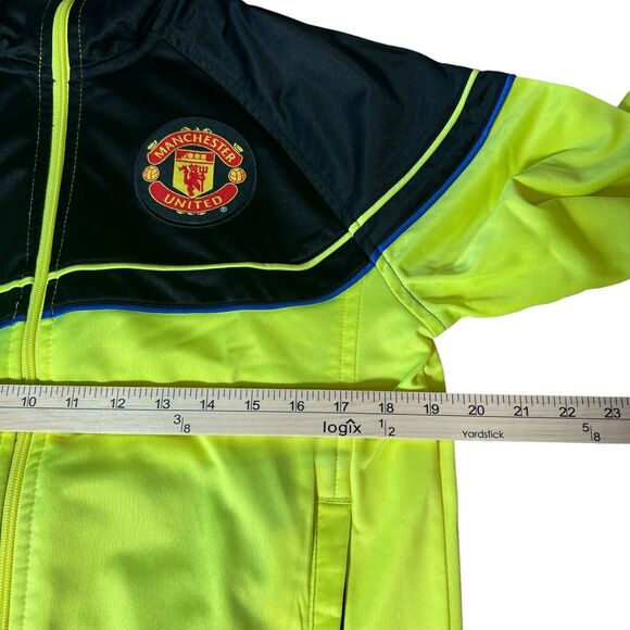 Manchester United Optic Yellow Black Full Zip Track Jacket Mens Sz Small Soccer - Picture 9 of 12